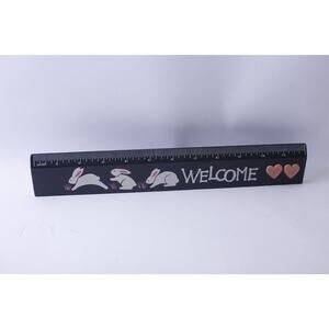 Black Ruler with Rabbits Hearts and Welcome message, Measurement, Office,